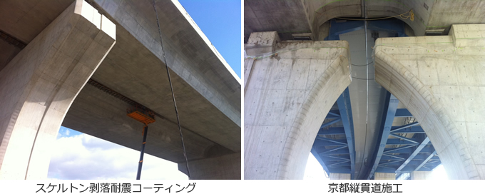 スケルトン剥落耐震コーティング 京都縦貫道施工